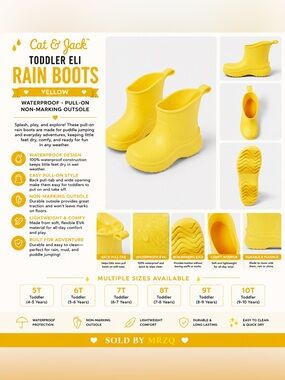 Cat & Jack Yellow Toddler Pull-On Rain Boots